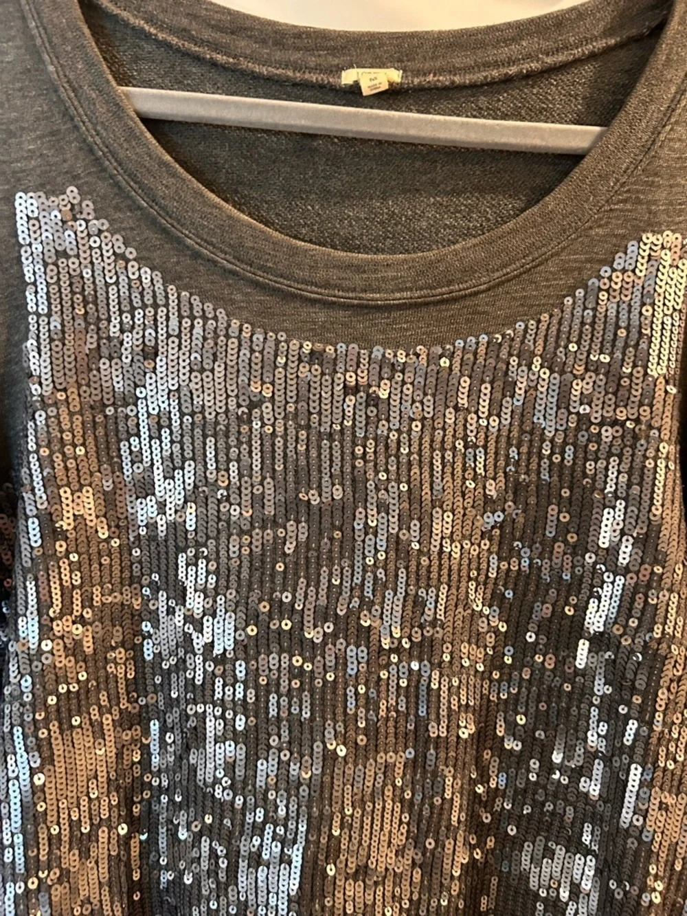J. Crew Gray Sequin Front Sweatshirt